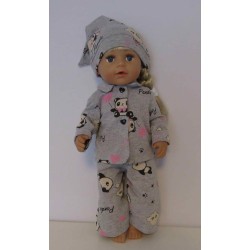 pyjama grijs panda baby born 43cm