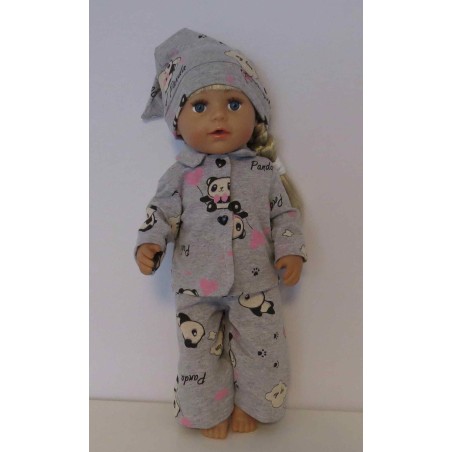 pyjama grijs panda baby born 43cm