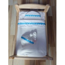 lakensetje met aqua blauwe  polka dots
