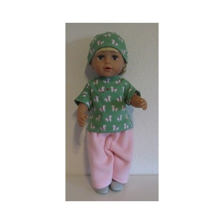 complete set roze met paard groen baby born 43cm