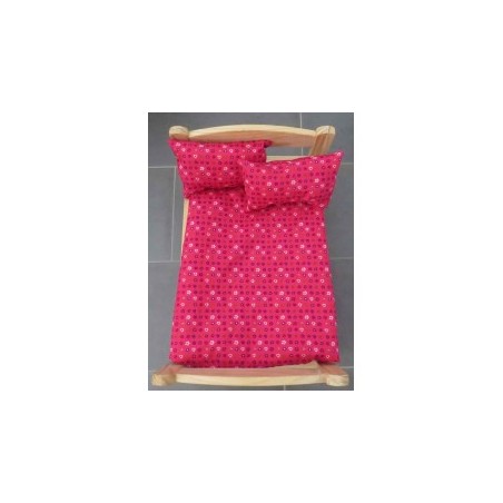 dekbed setje hard roze met kleine bloemetjes