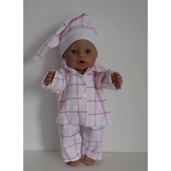 pyjama roze geruit baby born 43cm