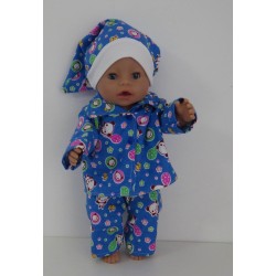 pyjama donker blauw panda baby born 43cm