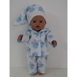 pyjamablauw olifanten  baby born 43cm