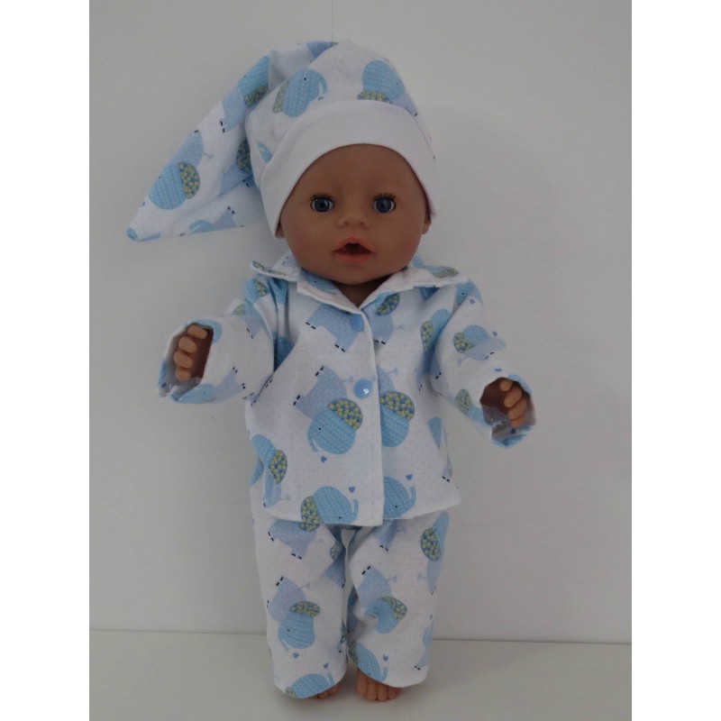 pyjamablauw olifanten  baby born 43cm