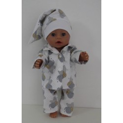 pyjama grijs olifanten baby born 43cm