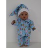 pyjamalicht blauw konijnen  baby born 43cm
