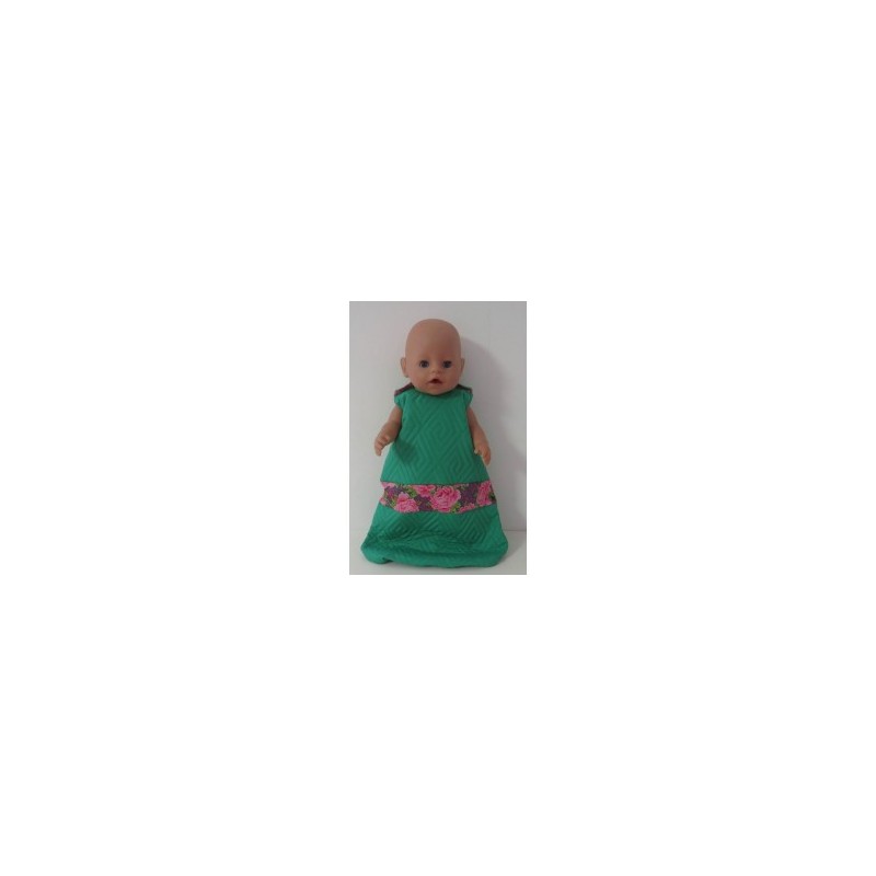 slaapzak gewatteerd groen met roosjes baby born 43cm