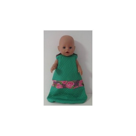 slaapzak gewatteerd groen met roosjes baby born 43cm