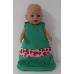 slaapzak gewatteerd groen met aardbeien baby born 43cm