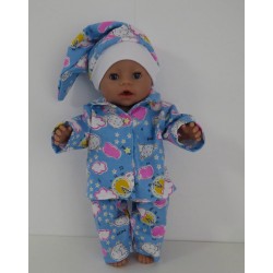 pyjama  blauw schapen baby born 43cm