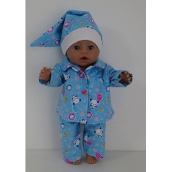 pyjama licht blauw panda baby born 43cm