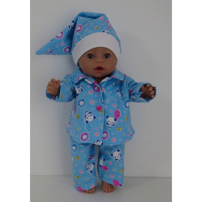 pyjama licht blauw panda baby born 43cm