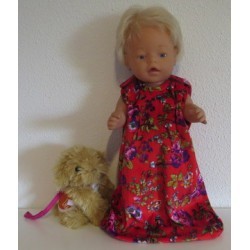 slaapzak rood met bloemen  baby born 43cm