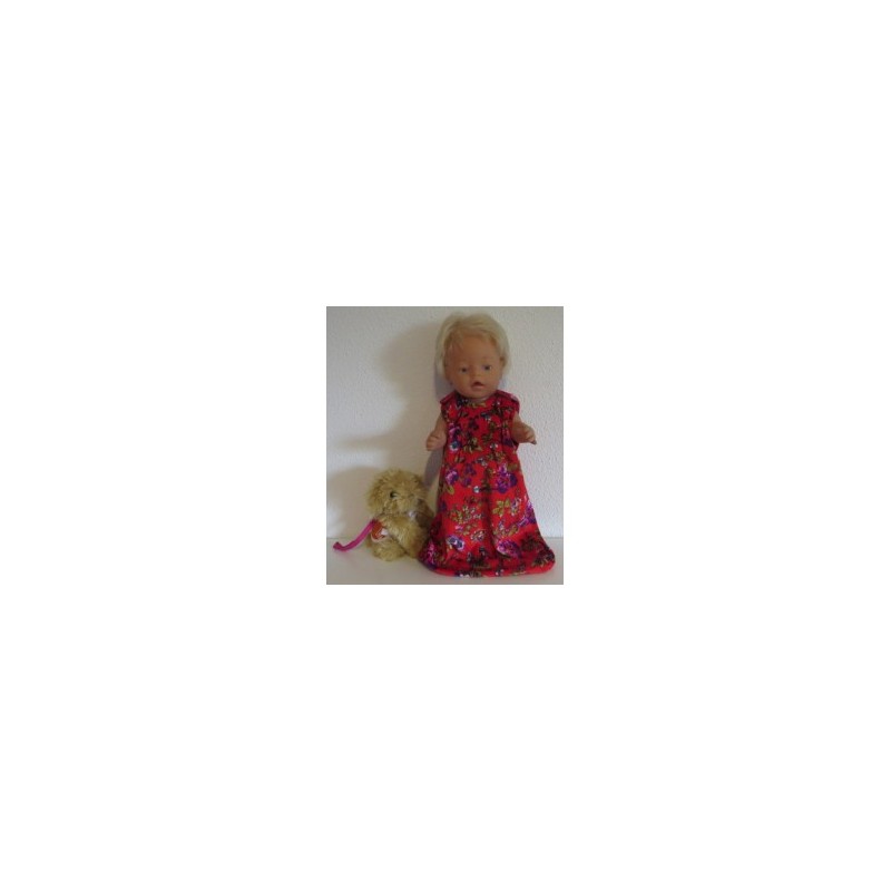 slaapzak rood met bloemen  baby born 43cm