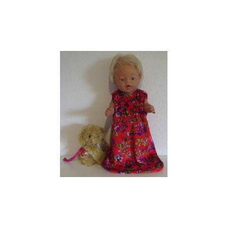 slaapzak rood met bloemen  baby born 43cm