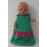 slaapzak gewatteerd groen met hard roze bloemen  baby born 43cm