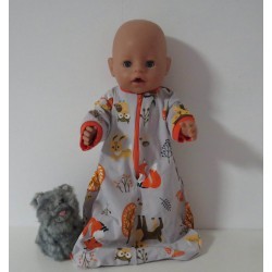 slaapzak mouwen grijs bosdieren baby born 43cm