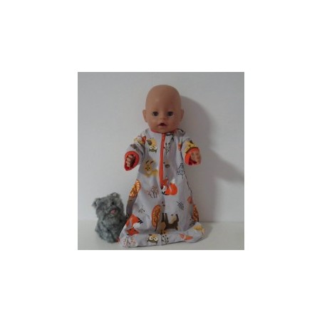 slaapzak mouwen grijs bosdieren baby born 43cm