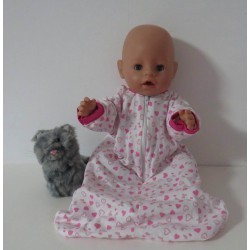 slaapzak mouwen roze hartjes baby born 43cm