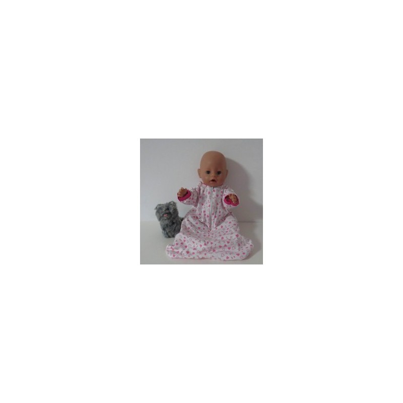 slaapzak mouwen roze hartjes baby born 43cm
