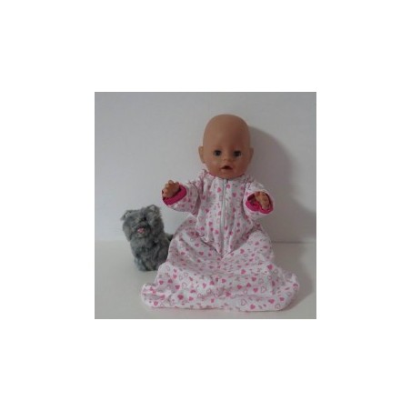 slaapzak mouwen roze hartjes baby born 43cm