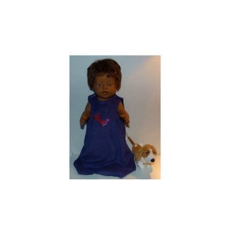 slaapzak paars met vogel baby born 43cm