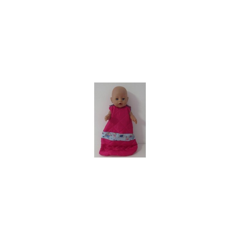 slaapzak gewatteerd hard roze met blauw konijnen  baby born 43cm