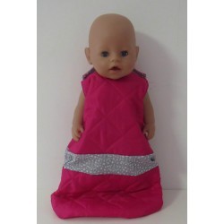 slaapzak gewatteerd hard roze met grijs baby born 43cm