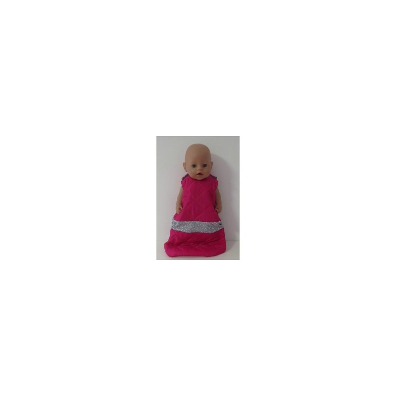 slaapzak gewatteerd hard roze met grijs baby born 43cm