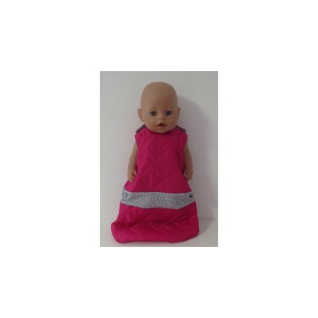 slaapzak gewatteerd hard roze met grijs baby born 43cm