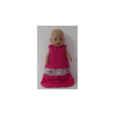 slaapzak gewatteerd hard roze met poedels baby born 43cm