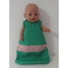 slaapzak gewatteerd groen met roze bloemen  baby born 43cm