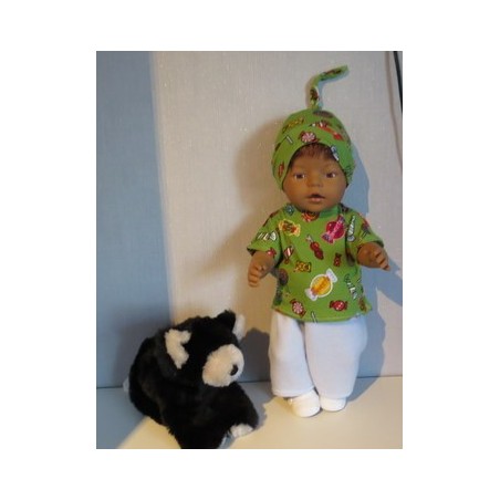 complete set blauw met snoepjes groen baby born 43cm