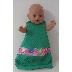 slaapzak gewatteerd groen met roze baby born 43cm