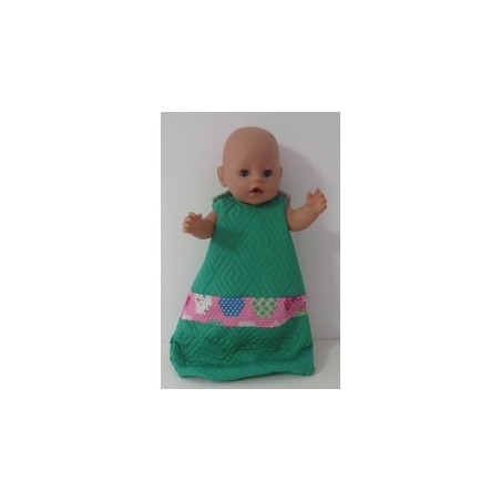 slaapzak gewatteerd groen met roze baby born 43cm
