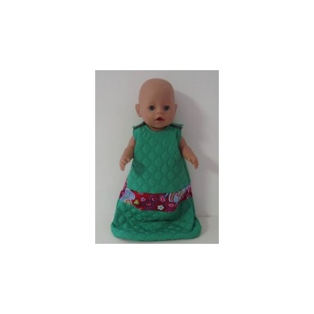 slaapzak gewatteerd groen met gekleurd baby born 43cm