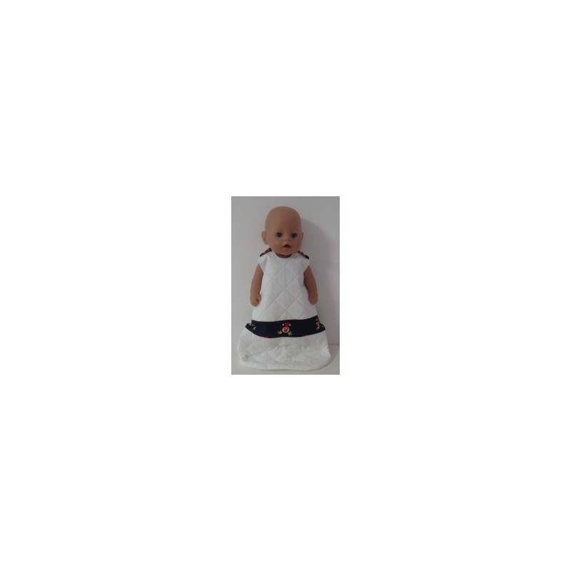 slaapzak gewatteerd wit met blauw joki baby born 43cm
