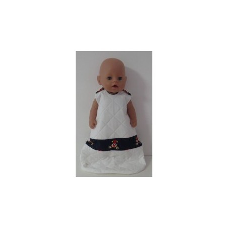 slaapzak gewatteerd wit met blauw joki baby born 43cm