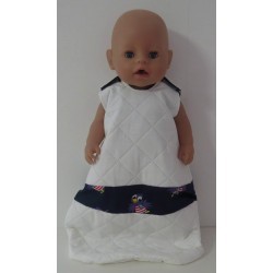 slaapzak gewatteerd wit met blauw jet baby born 43cm