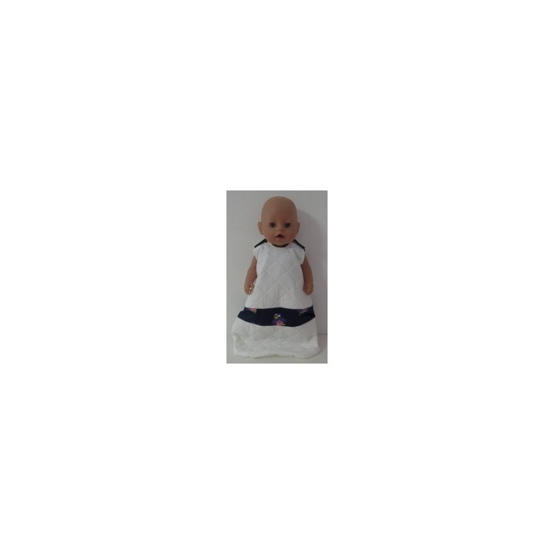 slaapzak gewatteerd wit met blauw jet baby born 43cm