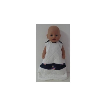 slaapzak gewatteerd wit met blauw jet baby born 43cm