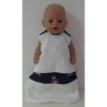 slaapzak gewatteerd wit met blauw jet baby born 43cm