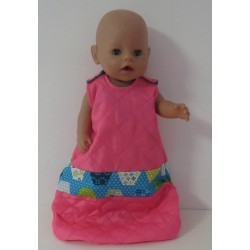 slaapzak gewatteerd roze met blauw baby born 43cm