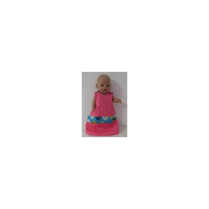 slaapzak gewatteerd roze met blauw baby born 43cm