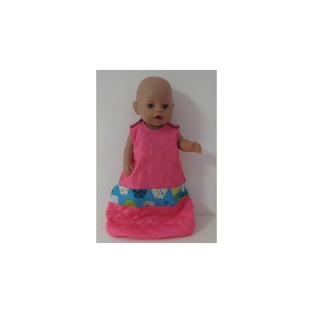 slaapzak gewatteerd roze met blauw baby born 43cm