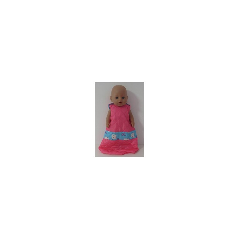 slaapzak gewatteerd roze met blauw kat baby born 43cm