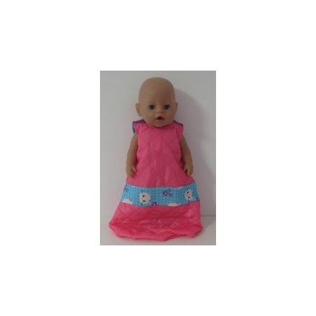 slaapzak gewatteerd roze met blauw kat baby born 43cm