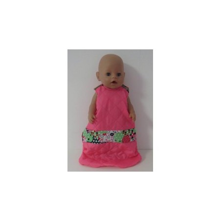 slaapzak gewatteerd roze met groen baby born 43cm