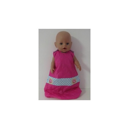 slaapzak gewatteerd hard roze met roosjes baby born 43cm
